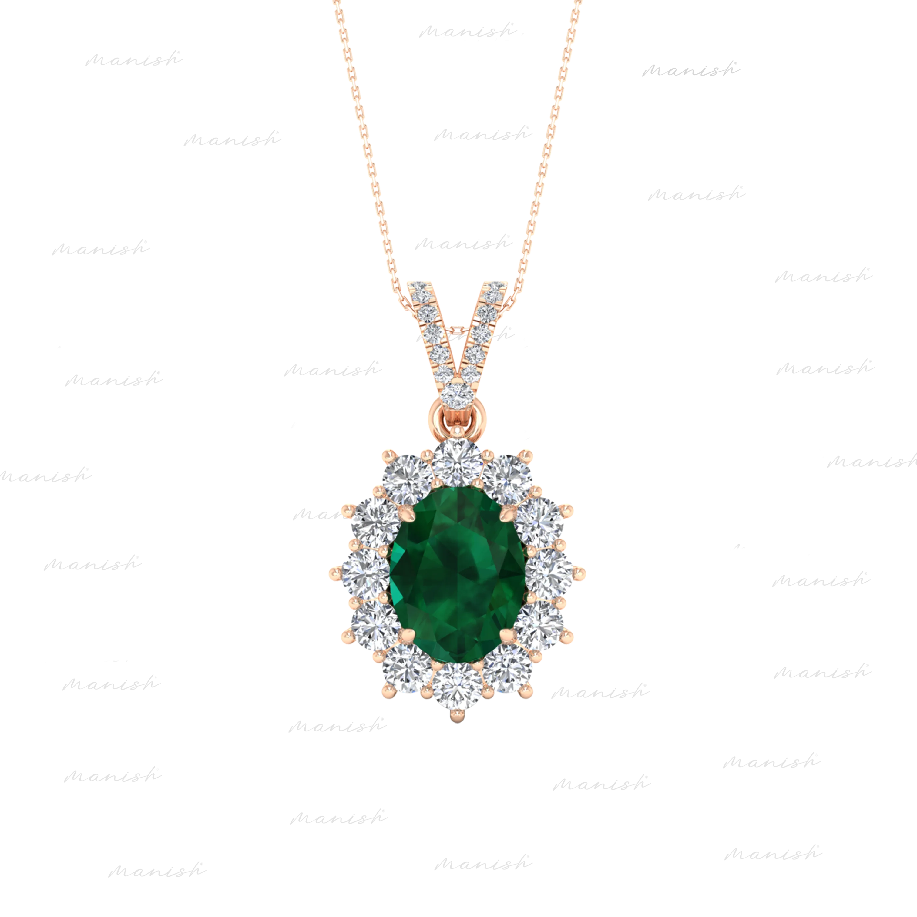 Elaf Diamond and Emerald Pendant